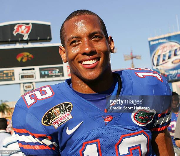 Chris Leak of the Florida Gators walks off the field after his team defeated the Iowa Hawkeyes during the Outback Bowl on January 2, 2006 at Raymond...