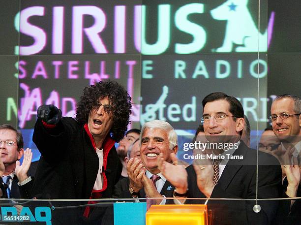 Radio personality Howard Stern, Sirius CEO Mel Karmazin and Nasdaq President and Chief Executive Officer Robert Greifeld preside over the NASDAQ...