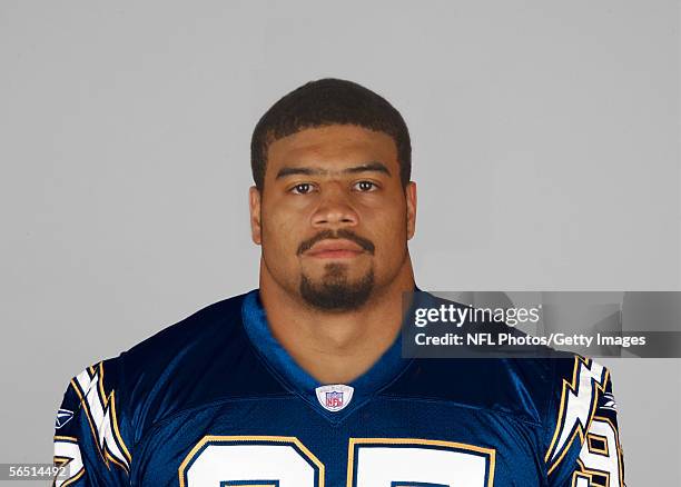 Shawne Merriman of the San Diego Chargers poses for his 2005 NFL headshot at photo day in San Diego, California.