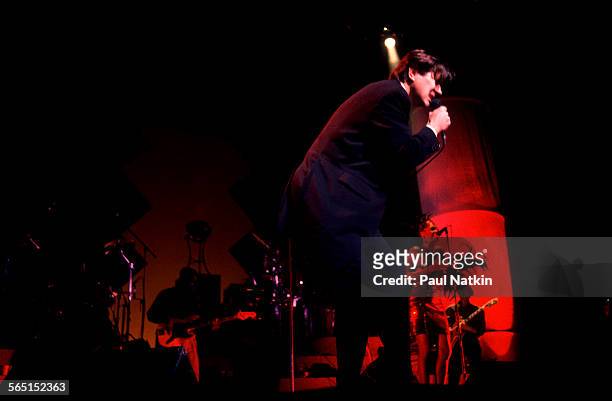 British musician Bryan Ferry performs on stage at the Aire Crown Theater, Chicago, Illinois, September 5, 1988.