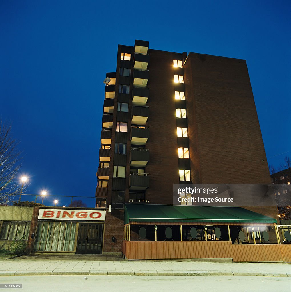 Apartment block and bingo hall