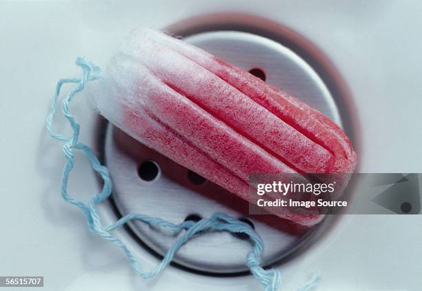 a used tampon - period blood foto e immagini stock