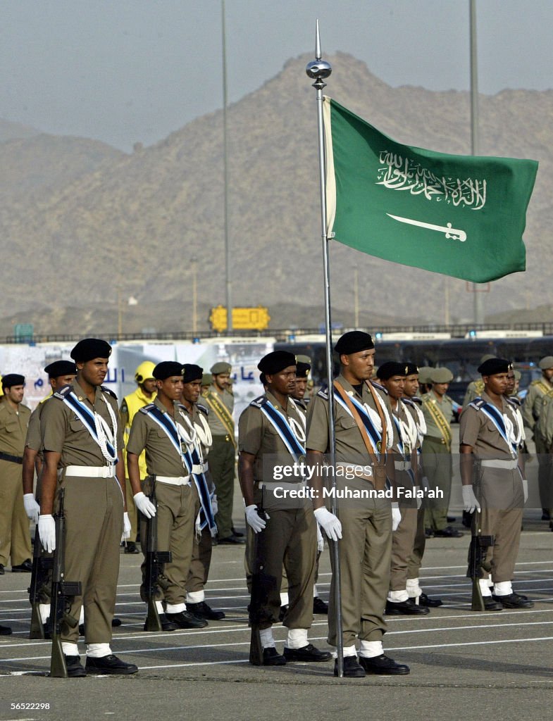 Security Forces Riyadh Saudi Arabian security forces soldiers stand in ranks and carry a ...