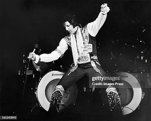 Elvis Presley in concert at Nassau Coliseum circa 1975 in New York City.