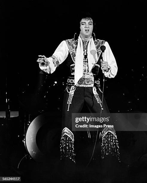 Elvis Presley in concert at Nassau Coliseum circa 1975 in New York City.