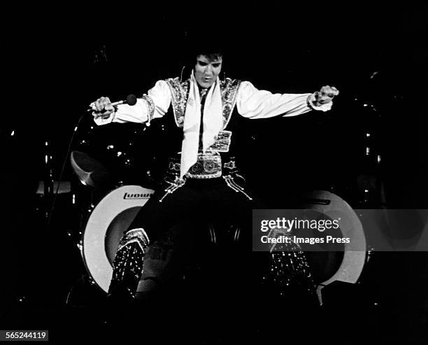 Elvis Presley in concert at Nassau Coliseum circa 1975 in New York City.