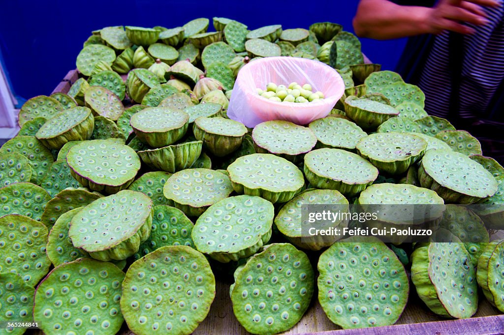 Fruit of Lotus for sale at Street Market of Wuhan