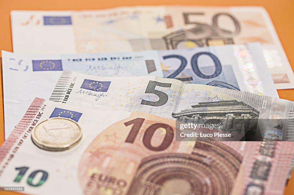 Close up on european money