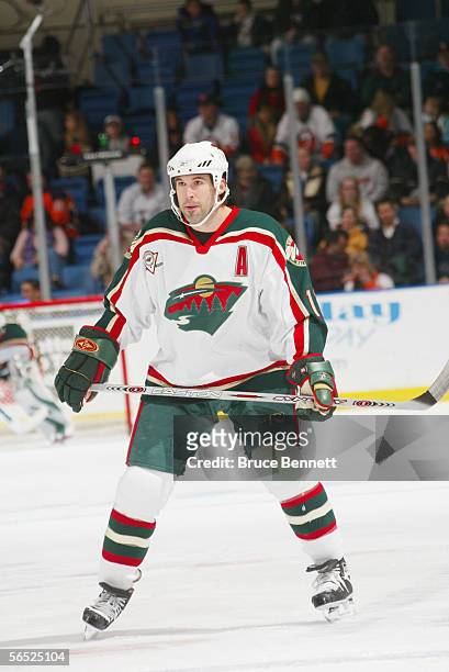 Center Brian Rolston of the Minnesota Wild looks on against the New York Islanders at the Nassau Coliseum on December 13, 2005 in Uniondale, New...