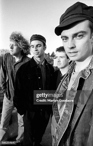 Catherine Wheel, group portrait, United Kingdom, 1990. Line up includes Dave Hawes, Brian Futter, Neil Sims and Rob Dickinson.