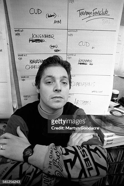 Mark Goodier, portrait, Radio 1 studios, London, United Kingdom, 1992.