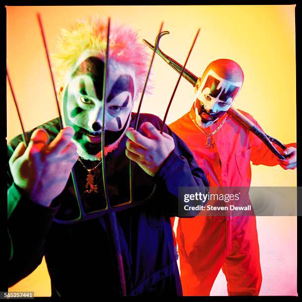 Violent J and Shaggy 2 Dope of Insane Clown Posse pose for a studio portrait in Phoenix, Arizona, United States, 1999.