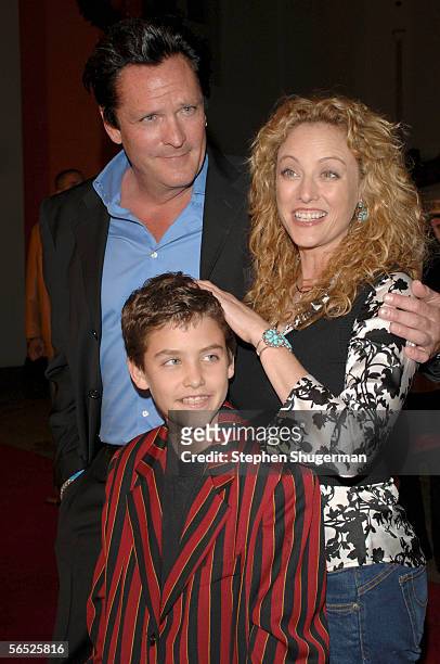 Actor Michael Madsen and his sister actress Virginia Madsen, with Virginia's son Jack attend Romar Entertainment Premiere Of "Bloodrayne" at...