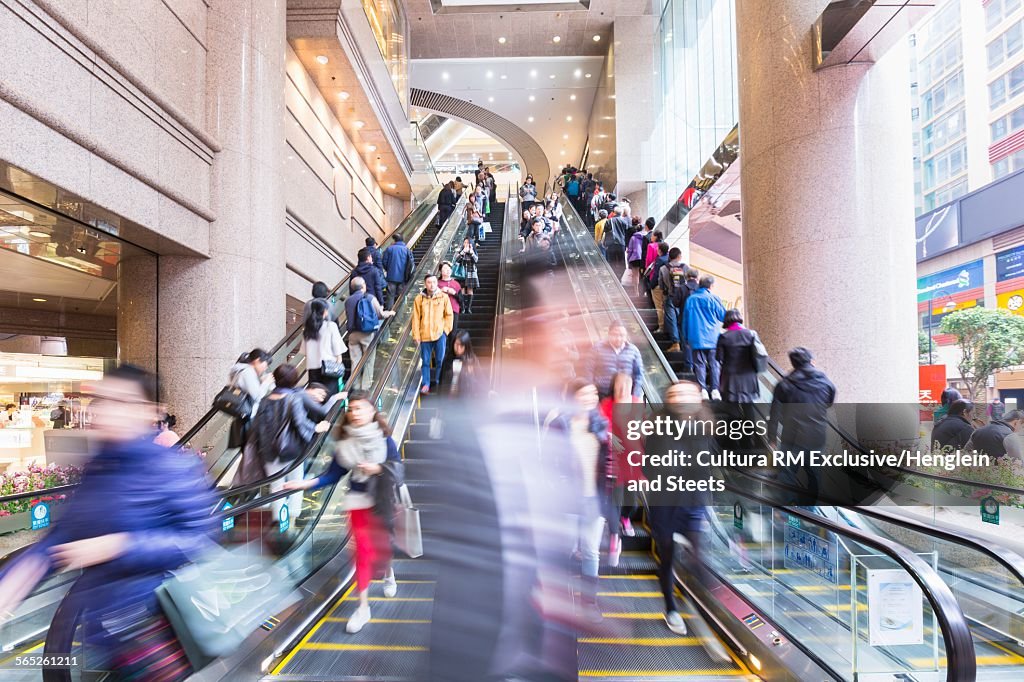 Busy escalators, Hong Kong, China