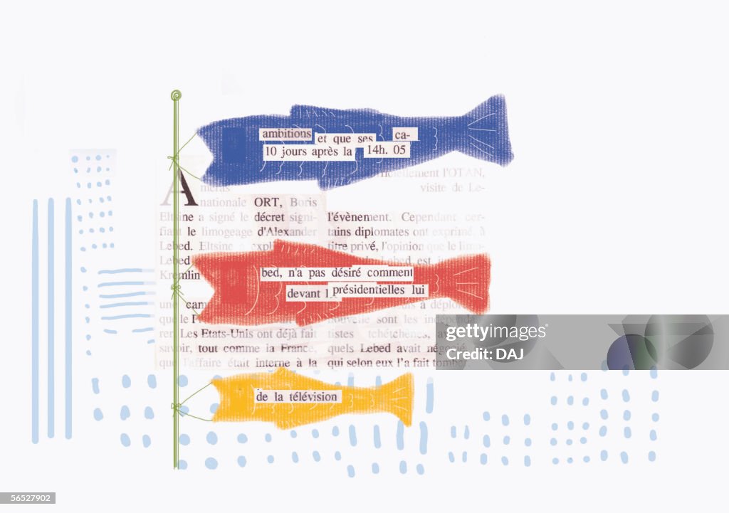 Carp streamer decoration (Koi-Nobori) against blue sky