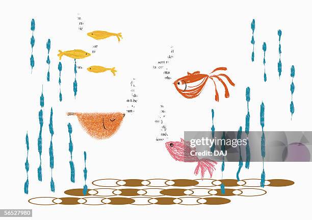tropical fish - water tower storage tank stock illustrations