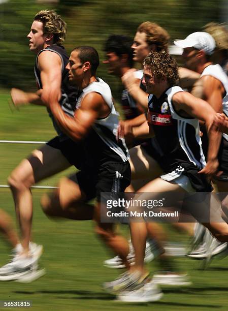 Paul Licuria of the Magpies strides out during the Collingwood Football Club training session at the Lexus Oval January 6, 2006 in Melbourne,...