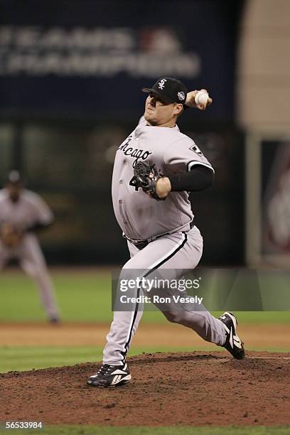 Bobby Jenks of the Chicago White Sox ACTIONVERBS during Game 3 of the 2005 World Series against the Houston Astros at Minute Maid Field on October...