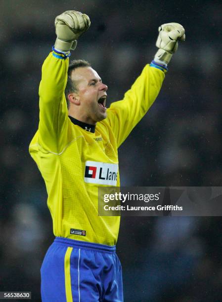 Thomas Myhre of Charlton celebrates the third goal during the FA Cup Third Round match between Sheffield Wednesday and Charlton Athletic on January...