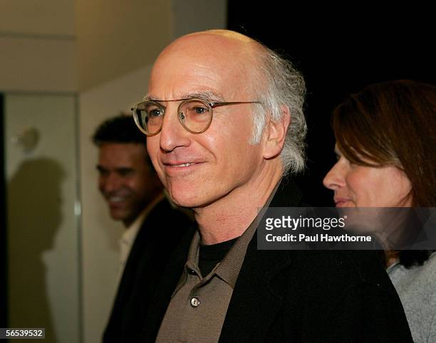 Writer/actor Larry David poses for photographers prior to the Times Talk: Special Edition conversations at the 5th Annual New York Times Arts &...