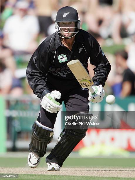 Nathan Astle of New Zealand in action during the fourth one day international match between New Zealand and Sri Lanka played at McLean Park January...