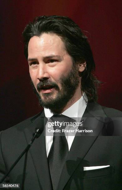 Actor Actor Keanu Reeves presents the Desert Palm Achievement Award to Charlize Theron at the 17th Annual Palm Springs International Film Festival...