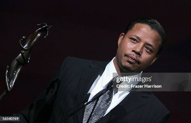 Actor Terence Howard receives the Rising Star Award onstage at the 17th Annual Palm Springs International Film Festival Gala at the Palm Springs...