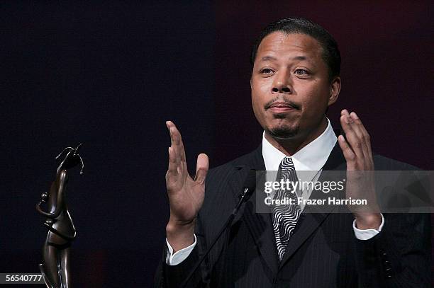 Actor Terence Howard receives the Rising Star Award onstage at the 17th Annual Palm Springs International Film Festival Gala at the Palm Springs...