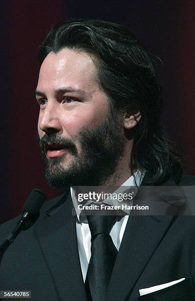 Actor Actor Keanu Reeves presents the Desert Palm Achievement Award to Charlize Theron at the 17th Annual Palm Springs International Film Festival...