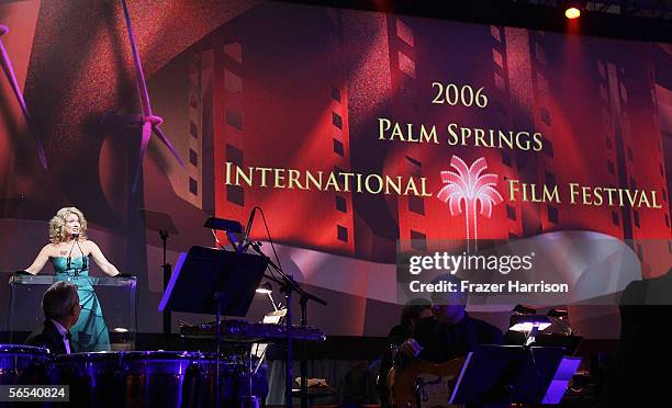 Television host Mary Hart onstage at the 17th Annual Palm Springs International Film Festival Gala at the Palm Springs Convention Center on January...