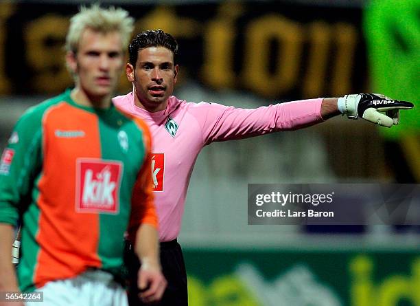 Goalkeeper Tim Wiese gives instructions during the Efes Pilsen Cup match between Borussia Dortmund and Werder Bremen at the Ataturk Stadium on...