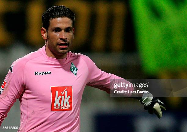Goalkeeper Tim Wiese gives instructins during the Efes Pilsen Cup match between Borussia Dortmund and Werder Bremen at the Ataturk Stadium on January...