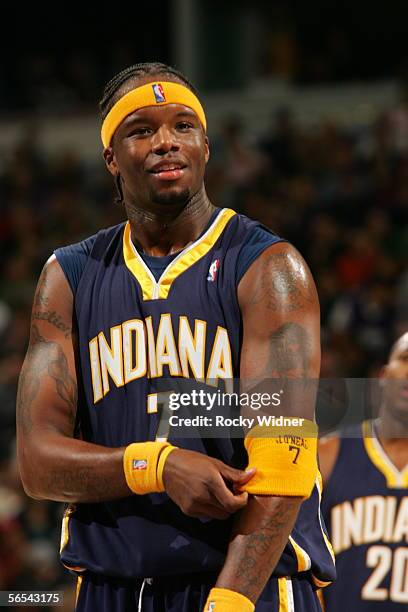 Jermaine O'Neal of the Indiana Pacers against the Sacramento Kings at the ARCO Arena on January 8, 2006 in Sacramento, California. NOTE TO USER: User...
