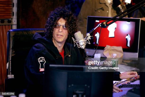 Radio talk show host Howard Stern debuts his show on Sirius Satellite Radio January 09, 2006 at the network's studios at Rockefeller Center in New...