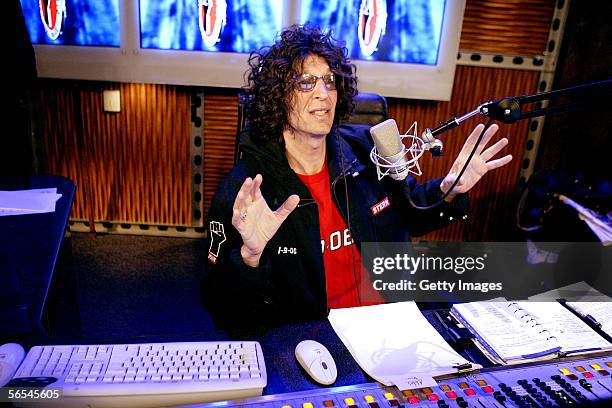 Radio talk show host Howard Stern debuts his show on Sirius Satellite Radio January 09, 2006 at the network's studios at Rockefeller Center in New...