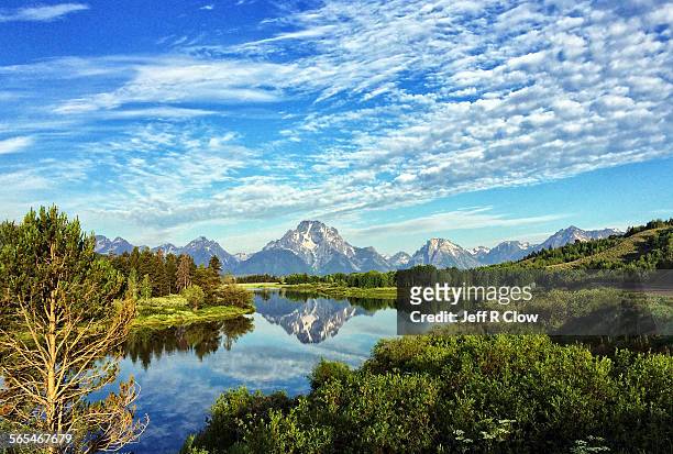 oxbow bend clouds - grand teton national park stock pictures, royalty-free photos & images