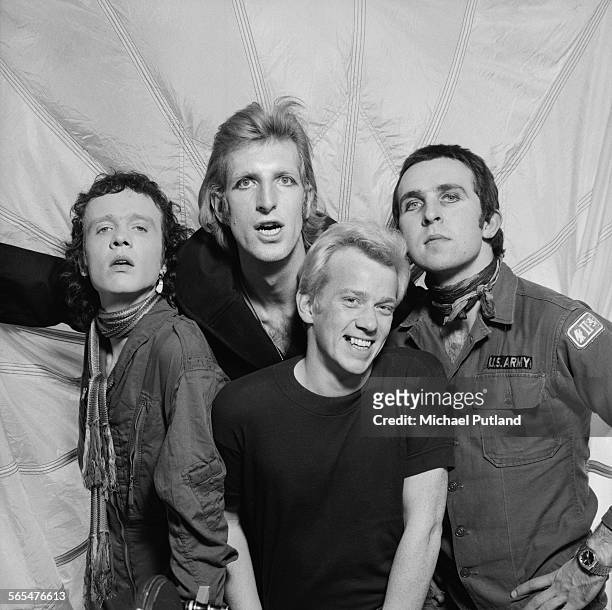 British protopunk art rock group Doctors Of Madness, London, 21st January 1976. Left to right: bassist Stoner , lead singer and guitarist Kid Strange...