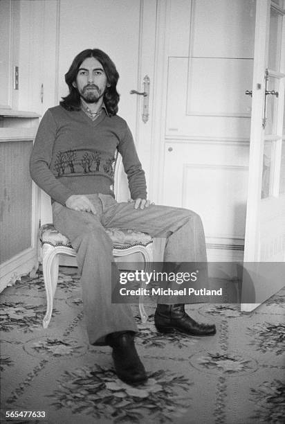 English singer-songwriter, guitarist and former Beatle, George Harrison , Cannes, France, 30th January 1976. Harrison is in Cannes for the Midem...