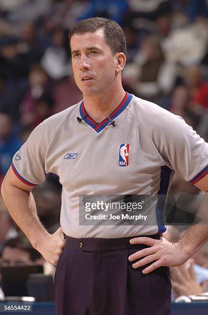 Tim Donaghy stands on the court during a game between the Detroit Pistons and Memphis Grizzlies on December 19, 2005 at FedexForum in Memphis,...