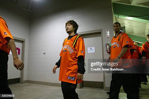 Yuta Tabuse of the Albuquerque Thunderbirds enters the game against the Tulsa 66ers on November 19, 2005 at Expo Square Pavillion in Tulsa, Oklahoma....