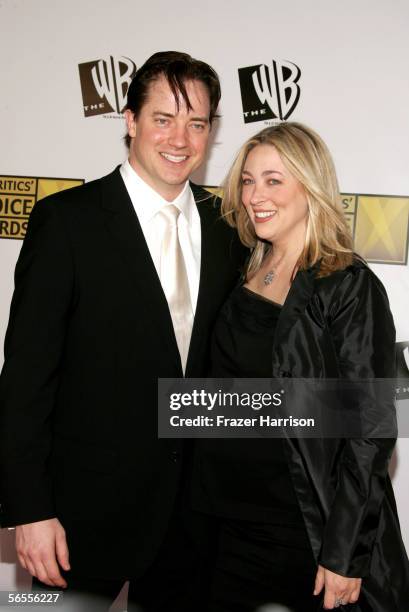 Actor Brendan Fraser and wife actress Afton Smith arrive at the 11th Annual Critics' Choice Awards held at the Santa Monica Civic Auditorium on...