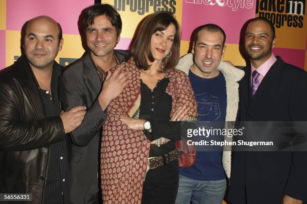 Actors Ian Gomez, John Stamos, Wendie Malick, Rick Hoffman and Dondre Whitfield attend the "Jake In Progress" Season Premiere Party at The Belmont on...