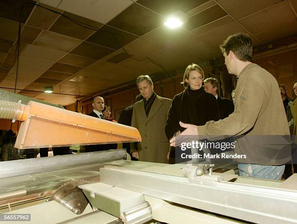 Belgian Royals Prince Philippe and Princess Mathilde visit the APIDES factory, where they spent time at an enterprise scheme which helps adults learn...