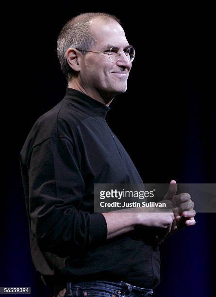 Apple CEO Steve Jobs delivers the keynote address during the 2006 Macworld January 10, 2006 in San Francisco, California. Jobs announced a new iMac...