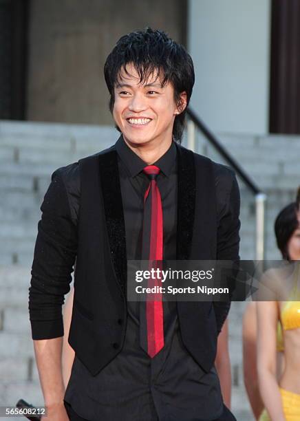 August 19: Actor Shun Oguri attends a press conference to promote the movie 'Lupin The Third' on August 19, 2014 in Tokyo, Japan.