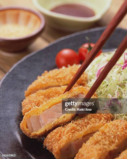 tonkatsu, close-up - tonkatsu stock pictures, royalty-free photos & images