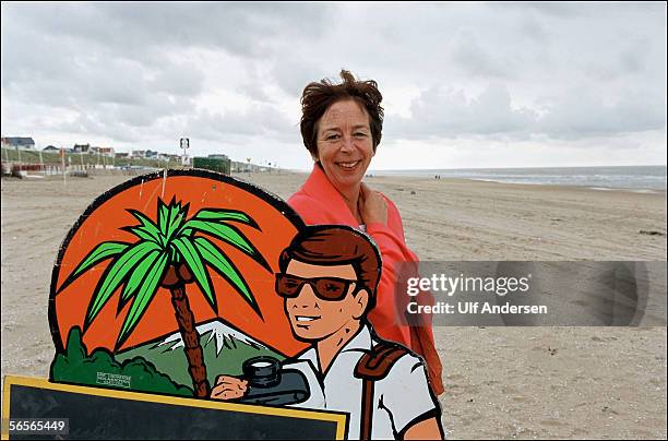 Dutch author Renate Dorrestein poses near the beach to promote her book in Amsterdam,Netherlands on the 20th of September 2001.