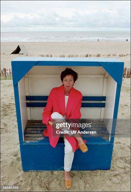 Dutch author Renate Dorrestein poses near the beach to promote her book in Amsterdam,Netherlands on the 20th of September 2001.