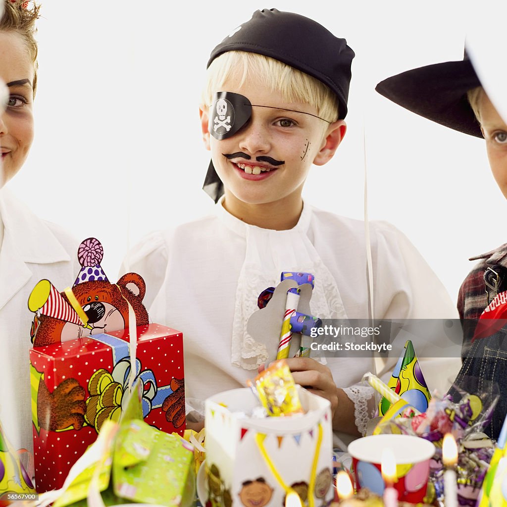 Portrait of a boy dressed as a pirate