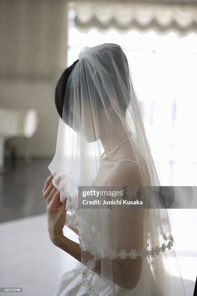 Bride covered in veil